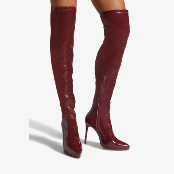 🆕 Over The Knee Burgundy Stiletto Boots 8.5 - Picture 4 of 9